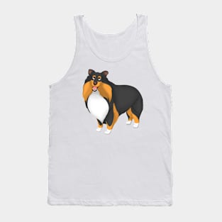 White, Black & Tan Shetland Sheepdog Dog Sheltie Tank Top